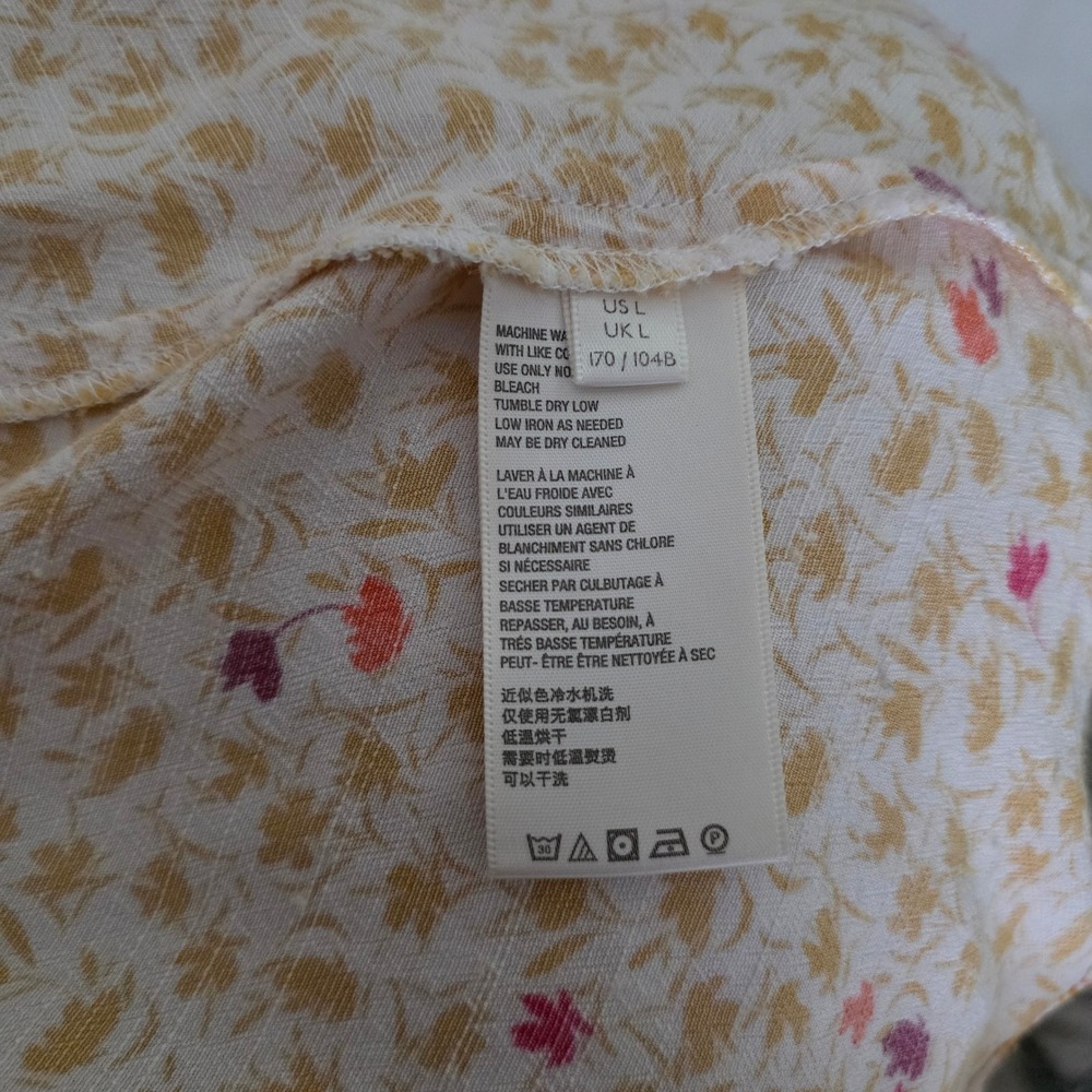Free People Yellow Ditsy Floral Short Sleeve Full Bloom Midi Dress Women's Large - Picture 10 of 12